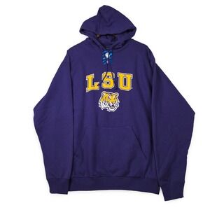 NWT LSU Tigers Hoodie Mens Large Purple Pullover Sweatshirt Club Colors NCAA